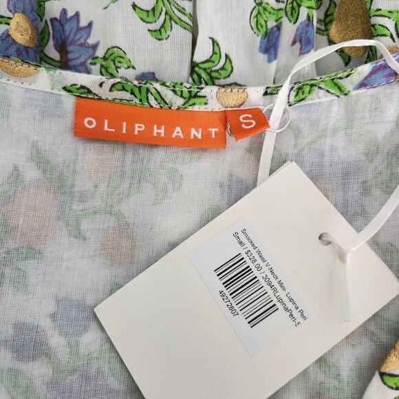 NEW Oliphant Smocked Waist V-neck Mini Dress Lupina Peri Floral Long Sleeve, S - Picture 14 of 15